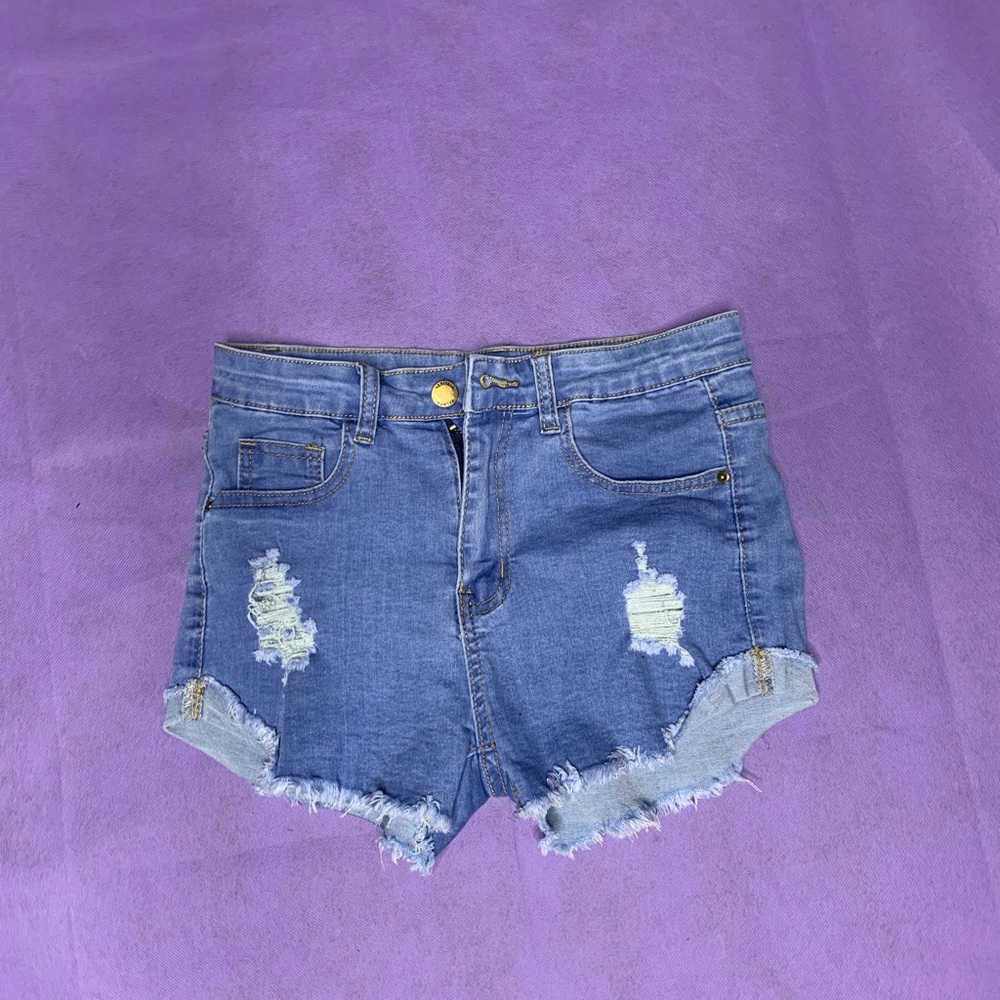 Small Light blue denim mini shorts